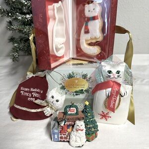 Vintage lot Fancy Feast Cat Christmas Ornaments FREE Sealed 2023